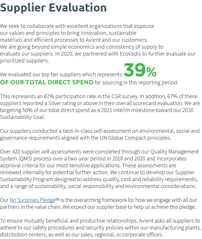 Supplier Evaluation We seek to collaborate with excellent organizations that espouse our values and principles to bri   